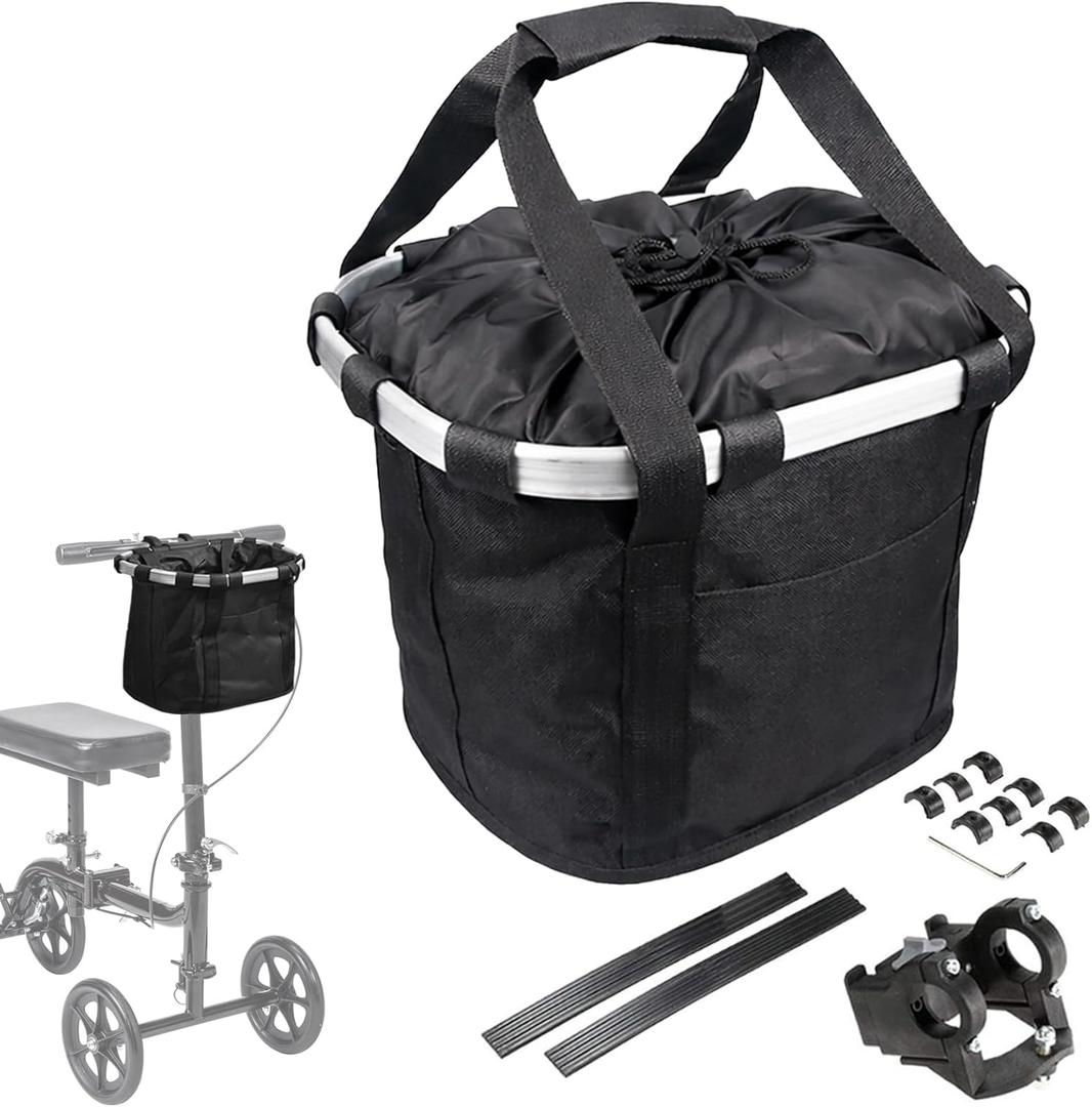 EDWERD Knee Walker Carrying Bag - Universal Foot Recovery Scooter Handlebar Pouch Storage Tote for Knee Scooter, Rollator, Wheelchair, Bike