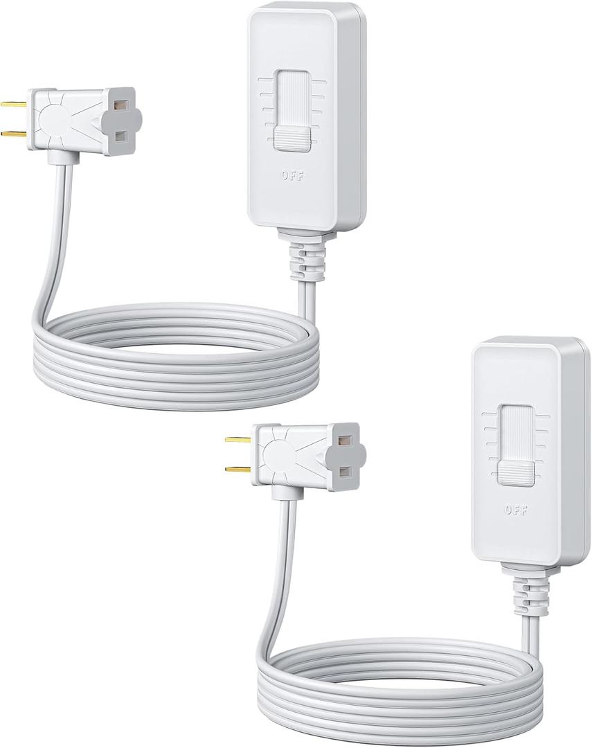 DEWENWILS Plug in Dimmer Switch for Lamp, Table Lamp Dimmer for Dimmable LED/CFL Lights and Incandescent Bulbs, Full Range Slide Control, Extension Cord Dimmer, White, 2 Pack