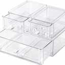 Brizphex Pull Out Cabinet Organizer for Medicine, 2 Tier Clear Medicine Bottle Organizer for Cabinet with 3 Drawers, First Aid, Adults & Kids Medicine Storage