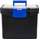 Storex File Box Nesting Portable with Drawer Cobalt, Black Blue