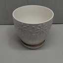 10 Inch Ceramic Planter Pot Large Plant Pot for Indoor Plants Outdoor Round Flower Pot with Drainage Hole and Saucer for Home Garden Decor White