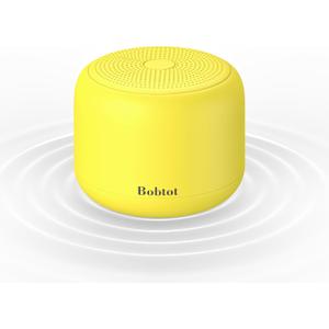 Bobtot Portable Bluetooth Speakers with Strap Easy to Carry, Wireless Waterproof Mini Speaker with Loud Stereo Sound, 20 Hours Playtime, Rechargeable Battery, Built-in Microphone, Yellow