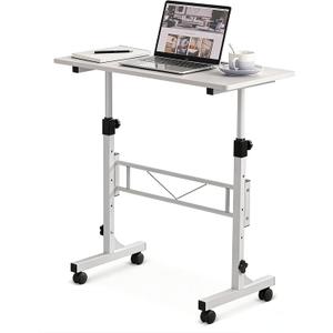 Small Standing Desk Adjustable Height, Mobile Stand Up Desk with Wheels, 32 Inch Portable Rolling Desks Conference Room Tables for Walking Pad Treadmill Pure White