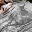 Bedsure Cooling Cotton Waffle Full Size Blanket - Lightweight Breathable Blanket of Rayon Derived from Bamboo for Hot Sleepers, Luxury Throws for Bed, Couch and Sofa, Grey, 80x90 Inches