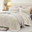 Geniospin King Size Comforter Set Ivory, Warm Winter Comforter King Size,Ultra-Soft Sherpa Fleece Bedding Set, Reversible 3-Piece Comforter Set for Winter, Warm & Cozy (Ivory,102''x90'')