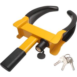 MaySpare Universal Wheel Lock, Heavy Duty Tire Lock, Automotive Anti-Theft Lock for Cars, SUVs, Motorcycles, Golf Carts, Bright Color for Deterrence, with 3 Locks(Yellow-Black)