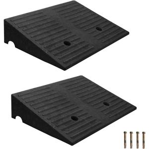 Rubber Curb Ramps for Driveway Curb Ramps for Sidewalks Door Ramps for Thresholds Heavy Duty 2 Pack 5 inch Rise Ramps for Wheelchairs Shed Ramp for Riding Mower 7000lbs Powersport Loading