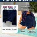 Yonique Bandeau Tankini with Shorts - Strapless Two Piece Swimsuit with Pockets Flowy Bathing Suit 2026 Swimwear (XL)