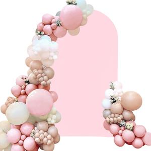 Fivenl Spandex Fitted Wedding Arch Cover 6FT Pink Arch Backdrop Cover, Round Top Chiara Backdrop Stand Covers for Wedding Birthday Party Baby Shower Banquet Arch Decoration (Pink, 6FT)