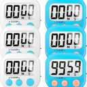 6 Pack Digital Kitchen Timer Small Classroom Timers for Kids Teachers (Blue&White)