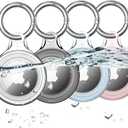 4 Pack Airtag Holder IPX8 Waterproof for Apple Air Tags with Keychain, Hard PC Cover [Anti-Scratch] for Air-Tag Item Finder GPS Tracker Case Key Chain, Clear/Black/Blue/Red