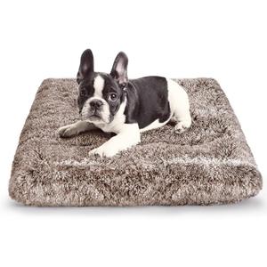 ULIGOTA Dog Bed Crate Pad Plush Soft Dog Crate Bed for Small Medium Large Dogs and Cats Washable Anti-Slip Kennel Crate Mats for Sleeping and Anti AnxietyS (Small 24"x18", Brown)