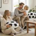 Soccer Ball Plush Pillow, Round Fluffy Flannel Throw Cushion, Sports Style Room Decor, Soccer Gifts for Boys 8-12, Decor for Bedroom Sofa Playroom(1 Pcs)