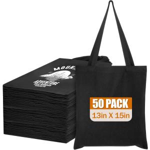 Lzerking Canvas Tote Bag Bulk for DIY Projects, 13x15 Inches Tote Bags for Grocery Shopping, 10oz Machine Washable Fabric