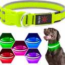 Flashseen LED Dog Collar, Light Up Dog Collar USB Rechargeable, Brightest Dog Lights for Night Walking, Adjustable Dog Collar Light for Dog Safety (Green, Small)