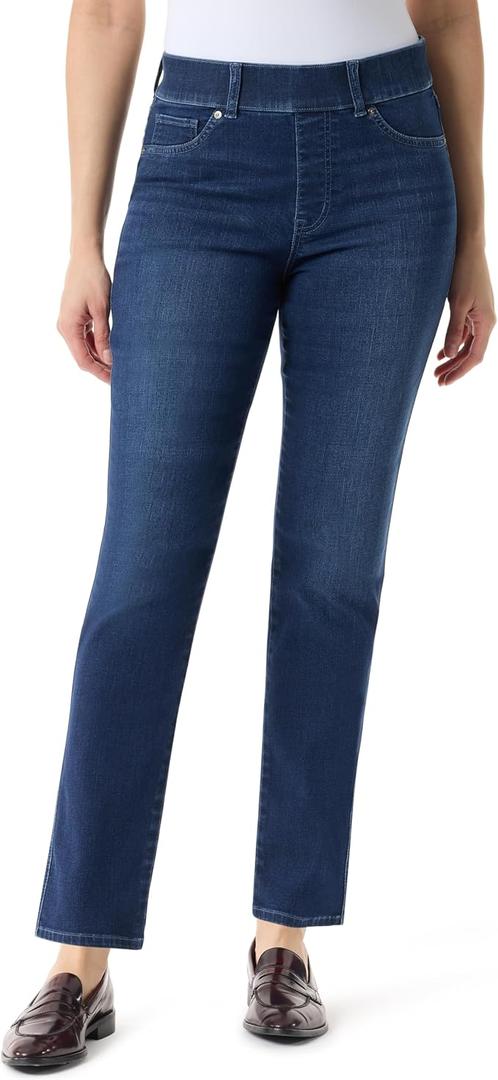 Gloria Vanderbilt Women's Shape Effect Pull on High Rise Straight Leg Jean Standard Size 14 