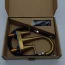 4 inch Brushed Gold Bathroom Sink Faucet with Pop-up Drain and 2 Supply Hoses, Stainless Steel Lead-Free 2-Handle Centerset Faucet for Bathroom Sink Vanity RV