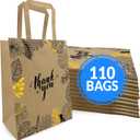 Reli. Paper Bags | 110 Pcs Bulk | 8"x4.5"x10.25" | Paper Thank You Bags | Brown Kraft Handles | Printed Small Thank You Giftbag for Guests | Gifts, Wedding, Merchandise, Business