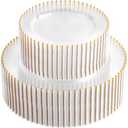 supernal 100pcs Clear Plastic Plates with Gold Beads-Clear and Gold Plastic Plates Disposable Heavy Duty-50 Dinner Plate 10.25inch and 50 Dessert Plate 7.5inch for Wedding,Birthday,Bridal Showers
