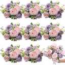 8 Bundles Artificial Peonies Flowers Boho Faux Flowers Arrangements Artificial Centerpiece Spring Bouquet Floral Wedding Decoration for Vase, (Pink, Purple)