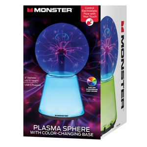 Monster 5" Plasma Sphere, Touch-Controlled, LED Color-Changing Base, 8.75", for Desk & Bedroom