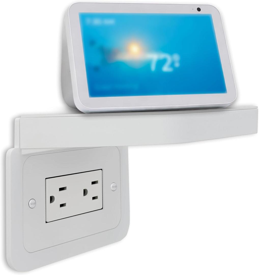 ALLICAVER Horizontal Decora Outlet Shelf Only, Wall Holder with Built-in Cable Management, Light-Duty Organizer for Electric Toothbrush & Small Accessories, Not for Vertical or Duplex Outlets