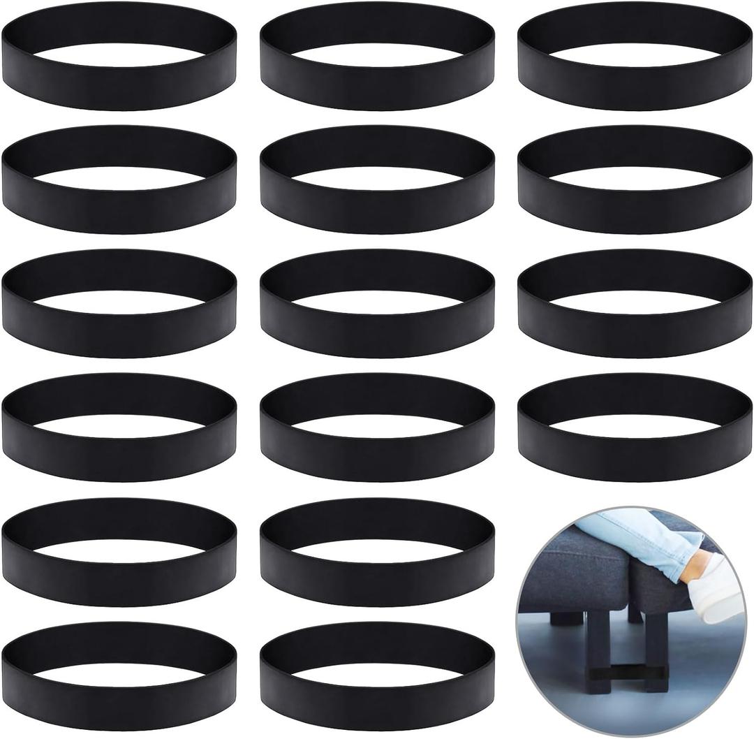 Outus 16 Pack Heavy Duty Couch Connector for Sectional Sofa Couch Straps Rubber Bands for Sliding Sofa, Easy Install Straps & No Tools Required, Furniture Connector to Prevent Damaged Floors (Black)