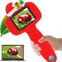 BLACKROOT Microscope for Kids, 2.4" Handheld Digital Pocket Microscope, STEM Educational Science Toys for Christmas Birthday Gifts for 3+ 4 5 6 7 8 9 10 11 12 Year Old Boys Girls, Red