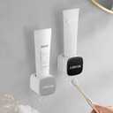 2 Pcs Toothpaste Dispensers Semi-Automatic Toothpaste Hands Free Squeezer Holder for Kids and Adults, Self-Adhesive Sticker Wall Mount Toothpaste Squeezer for Family Bathroom