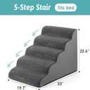 COZY KISS Extra Wide Dog Stairs 19.7" Width, Large Pet Step for Small Medium Dog, Puppy or Cat, Ramp for High Bed or Car, High Density Foam Ladder, Stable, 5 Step, 19.7x33x22.4 in, Charcoal Grey