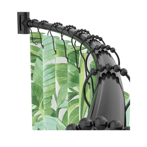 Curved Shower Curtain Rod For Bathroom 38-72 Inches, Adjustable Length, Curved Shower Rod, 0.9MM thickness, Round Shower Curtain Rods, Rotate Bracket For Large Shower Space, Need Drilling, Black