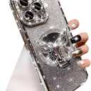 Magnetic Glitter Case for iPhone 16 Pro Max,[Compatible with MagSafe] Bling Sparkly Diamond with Camera Protector &Butterfly Stand &Makeup Mirror Women Girls Case for iPhone 16 Pro Max,Silver