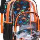 BLUEFAIRY Clear Backpack Heavy Duty Stadium Approved Transparent Large Plastic See Through Bag with Reinforced Bottom & Round for Girls Boys for School Work Security Travel Mochila Clara 17 Inch