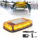 Rechargeable Strobe Light Amber Wireless Battery, 17 Flashing Mode, High Low Brightness, 48pcs Led, Beacon Roof Top Hazard Flash Warning Lights for Vehicles Trucks Snow Plows Postal Mail ATV UTV