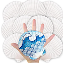 ForraFun 40 Set Scallop Shells for Crafts 4''-5'' White Natural Shells Bulk with Decoupage Floral Napkins Acrylic Paints Brushes and Glue for DIY Arts and Crafts Seashells Home Decor Ornaments