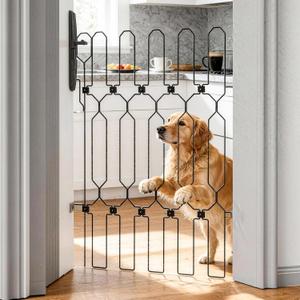 Metal Retractable Dog Gate for Front Door, Adjustable Pet Barrier & Door Blocker, Foldable Gate for Apartments, RVs, Indoor and Outdoor Use, 26 x 30
