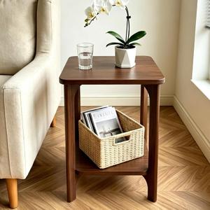Solid Wood Small Square Side Table for Living Room, Bedroom, 15.8"W x 15.8"D x 22"H