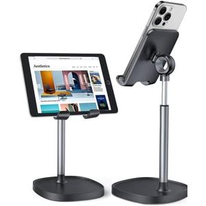 LISEN Cell Phone Stand Adjustable for iPhone Phone Holder for Desk, Office Desk Accessories Computer PC for iPhone Stand Gaming Essentials Fit Otterbox Case Phones Switch Kindle iPad Air Tablet 4-10in