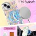 Toycamp for iPhone 15 Case - Compatible with Magsafe Aesthetic Cute Holographic i15 Case with Diamond Bling Lens Protector for Apple 15 Cover for Women Girls, Laser Butterfly