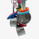Metallic Pots and Multicolored Ring Strings Toys, Pullable 5 Stainless Steel Cups and Wooden Ring Toys for Large and Extra Large Parrot Amazons Macaws African Greys Cockatoos Eclectus