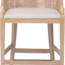 Martha Stewart Farmhouse Counter Height Bar Stools, Handcrafted Rattan Counter Height Stools for Kitchen Island, Kickplate Footrest, Upholstered, Dining Room Chairs for Home Bar - Natural Whitewash, 23"W x 22.5"D x 35"H