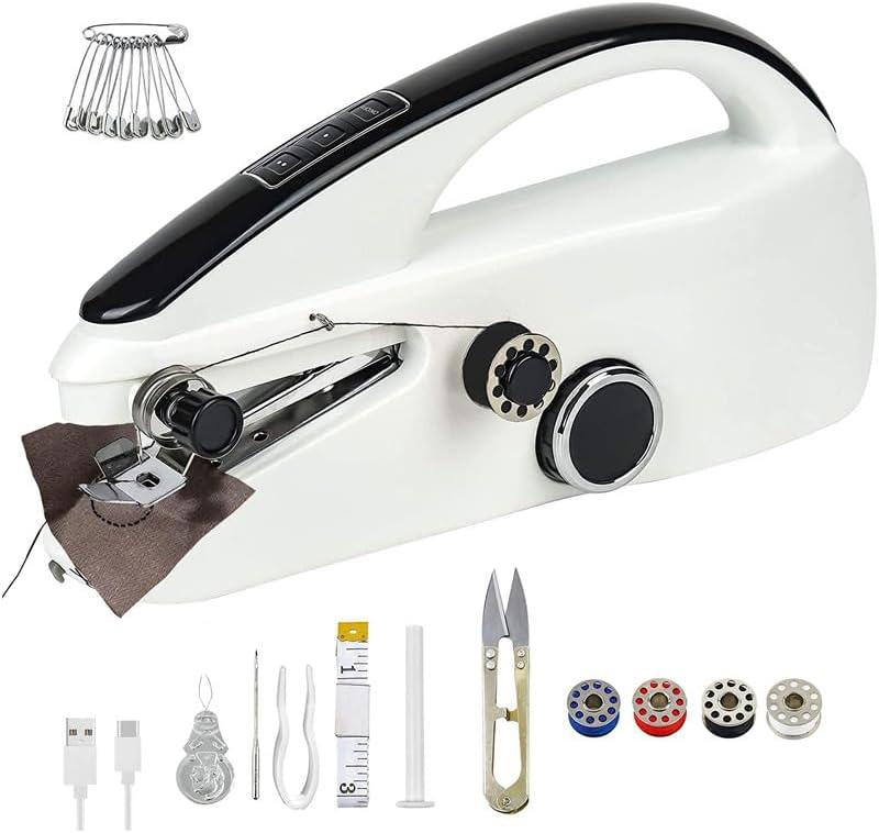 Handheld Sewing Machine for Beginners, Portable Mini Electric with Dual Speed & Battery/USB - Heavy Duty for Denim, Jeans, Clothes Repair, Complete All-in-One Sewing Kit for Home & Travel