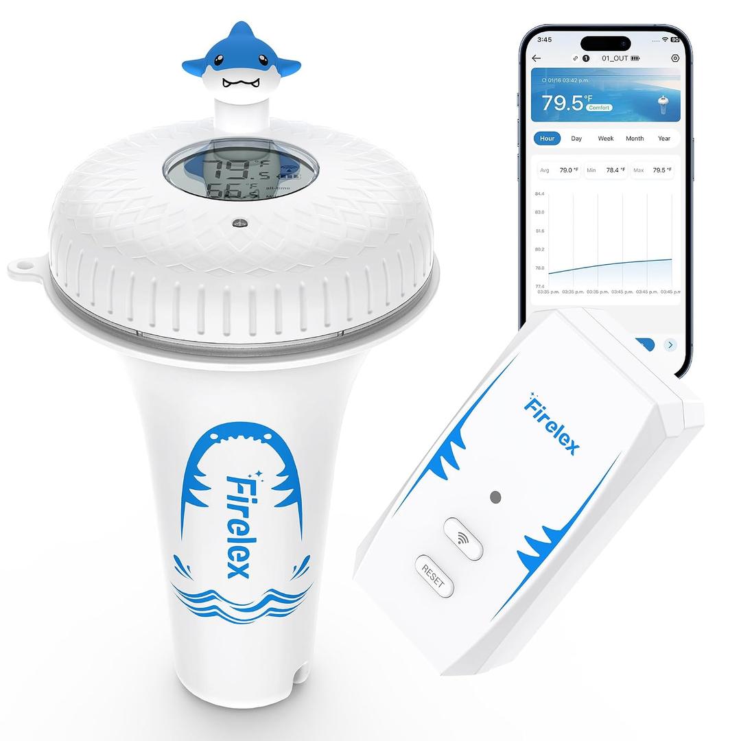 WiFi Pool Thermometer Wireless with App Remote, Easy Read Smart Thermometer Floating | Digital -40~158℉ Water Temperature Monitor IPX7 | Funny Shark for Swimming Pool, Hot Tub, Spa, Ice Bath