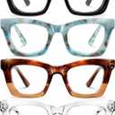 CCVOO 1.5 Oprah Style Reading Glasses for Women, Eyeglasses, Blue Light Readers for Women, Computer Eye Glasses (Black + Transparent + Marbel Mint + Leopard-brown)