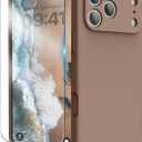 iPhone 17 Pro Case, Liquid Silicone Cover with Camera Protection Anti-Scratch Soft Microfiber Lining Shockproof Protective Phone Case for iPhone 17 Pro 6.3", Light Brown