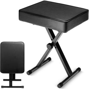 CAHAYA Keyboard Bench X-Style 3.5in Thick Padded Cushion Piano Bench Adjustable Height Keyboard Stool Chair Seat for Electronic Digital Keyboards Pianos CY0296 (Black)