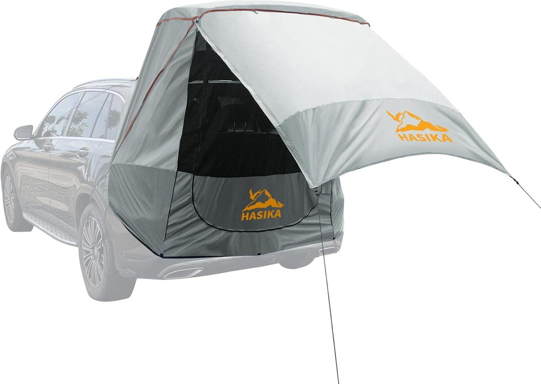 Hasika Canopy Tent Easy Set Up Sun Shade with Mesh Netting for Camping Road Trip Park Waterproof 3000MM UPF 50+ Gray