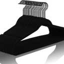MIZGI Premium All Black Velvet Hangers with Black Hooks (30 Pack) Heavy Duty - Non Slip Felt Hangers - 360 Degree Swivel,Space Saving Clothes Hanger,Durable Strong Hanger for Suits,Coat