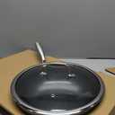 COOKER KING 11-Inch Hybrid Stainless Steel Wok with Lid, Nonstick Stir Fry Pan & Deep Frying Pan, Tri-Ply Clad Honeycomb Everyday Pan, Induction Ready, Oven & Dishwasher Safe, PFOA Free