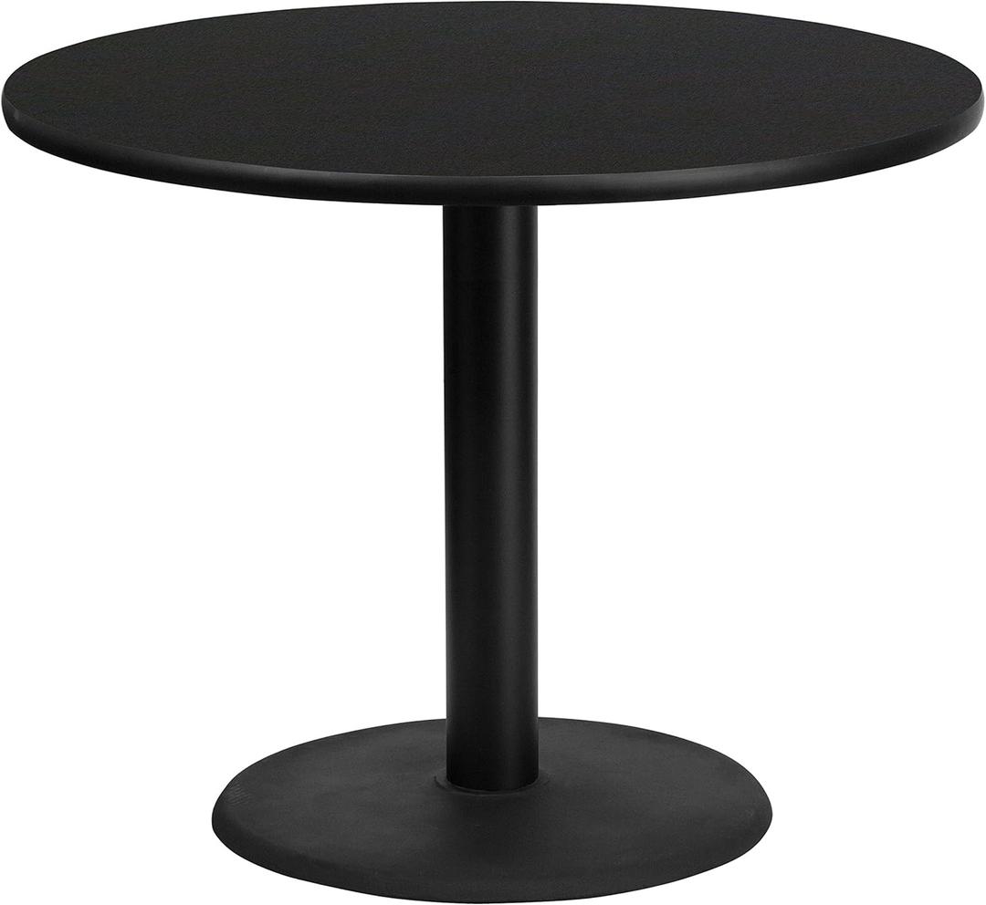 Flash Furniture Stiles 36'' Round Black Laminate Table Top with 24'' Round Table Height Base, Black 